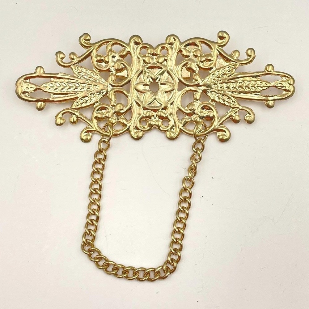Vintage Filigree Stacking Brooch Chain Adidas Bernadine Traditional Jewelry 80s